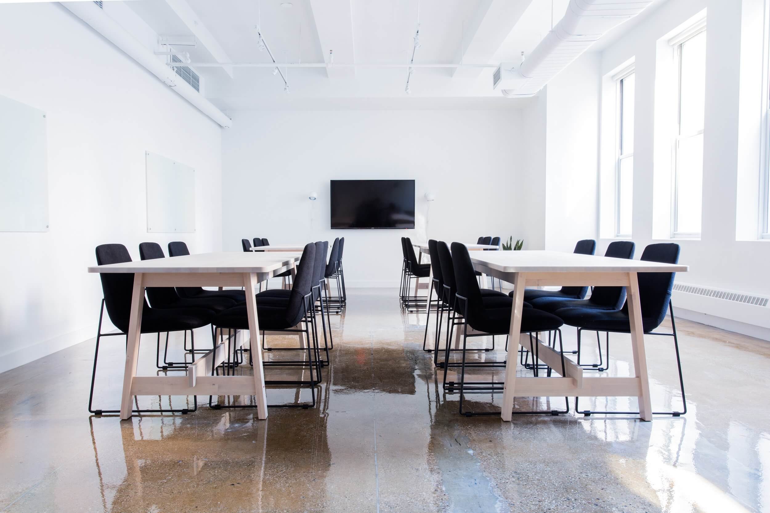 Clean boardroom at office building